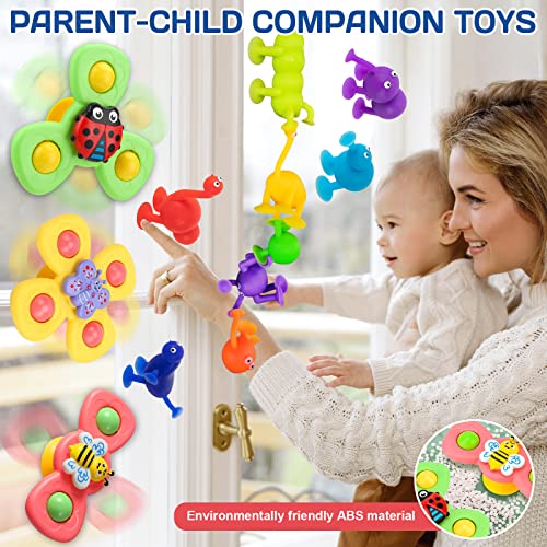 Suction Cup Spinner Toy for Baby - 12 Pcs Window Toys for Toddlers 1-3 Year Old Sucker Toys Airplane Travel Baby Spinning Toys for Babies Suction Bath Toys Gift for 1-2 Year Old