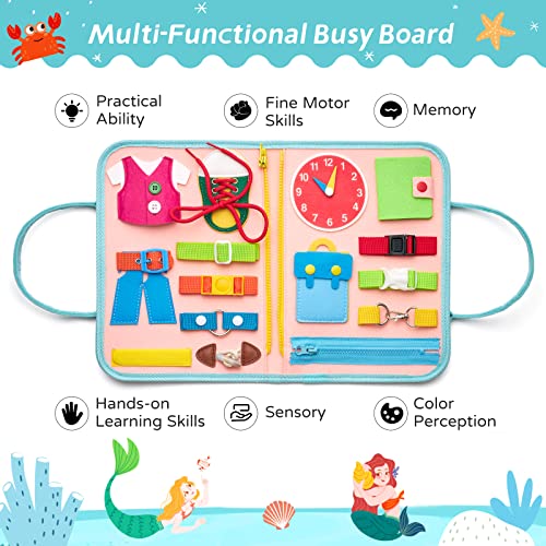 Giant Cabbage Busy Board Sensory Toys for Toddlers 2 3 4, Toddler Travel Activities Educational Toys, Montessori Toys for 2 3 4 Year Old Gilrs Boys Gift, Mermaid