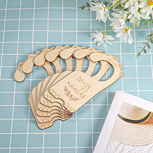 SAVITA 7pcs Wood Closet Dividers, Clothes Size Dividers Baby Cloth Organizers Baby Clothes Sorting Tags for Baby's 7 Periods, Boy Girl Nursery Decor
