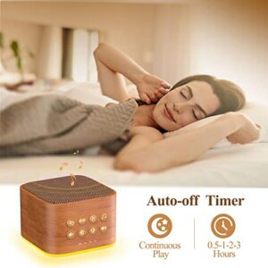 Wooden White Noise Sound Machine for Sleeping with 20 Soothing Sounds | 7 Colors Night Light, Volume Control & Sleep Timer, Plug in or Battery Operated, Portable Sleep Machine for Travel, Kids Adults