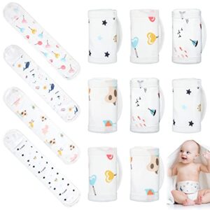 8 pcs cartoon cotton baby infant umbilical cord belly bands baby belly protector baby belly button band baby bellies umbilical hernia belt soft newborn navel belt for 0-12 months babies, 4 styles