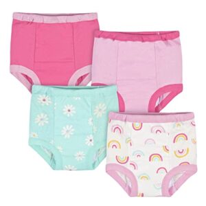 gerber baby girls infant toddler 4 pack potty training pants underwear rainbow turquoise and pink 2t