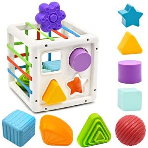 aituitui baby montessori toys for 1 year old boy girl gifts, shape sorter sensory bin 6 12 18 months toys, toddler travel fine motor skill activity learning toys for baby 1st birthday