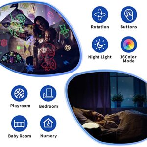 Night Light Projector for Kids Superhero Toys for Boys, 360 Degree Rotation Baby Night Lights with Super Hero Figures and Star Theme, Birthday Party Festival Decor(Black)