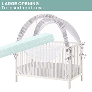 Baby Crib Tent Safety net, Crib Tent to Keep Baby from Climbing Out with 4.2 x 2.3 Inches Inner Space, Strong Frame & Soft Breathable Mesh, Crib cat Protector, Self-Locking Zippers, Canopy for Crib