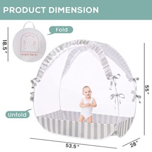 Baby Crib Tent Safety net, Crib Tent to Keep Baby from Climbing Out with 4.2 x 2.3 Inches Inner Space, Strong Frame & Soft Breathable Mesh, Crib cat Protector, Self-Locking Zippers, Canopy for Crib