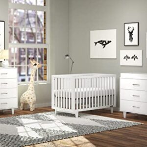 Child Craft Tremont 3 Piece Baby Nursery Set with 4 in 1 Convertible Crib, Changing Table Dresser and Chest (Matte White)