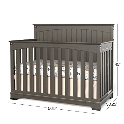 Child Craft Redmond 4-Piece Baby Nursery Set with 4-in-1 Convertible Crib, Changing Table Dresser, and Chest, Dapper Gray