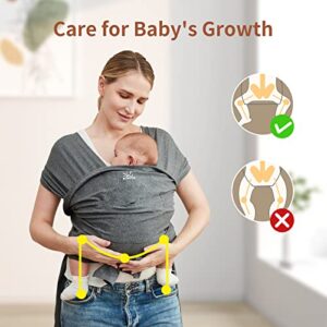 Baby Wraps Carrier, Baby Sling Newborn to Toddler, Breathable and Hands Free Baby Carrier Sling, Adjustable Baby Carriers (Grey)