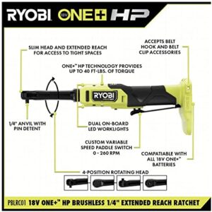 RYOBI ONE+ HP 18V Brushless Cordless 1/4 in. Extended Reach Ratchet (Tool Only) - PBLRC01B