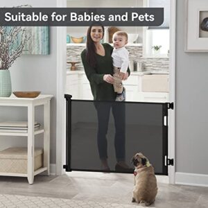 Fijinhom Retractable Baby Gate Indoor Outdoor Safety Gate for Baby and Pet Extends to 71’’ Wide 35’’ Tall Child Safety Gate Mesh Gate for Stairs, Doorways,Hallways