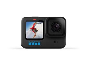 gopro hero10 black - waterproof action camera with front lcd and touch rear screens, 5.3k60 ultra hd video, 23mp photos, 1080p live streaming, webcam, stabilization (renewed)