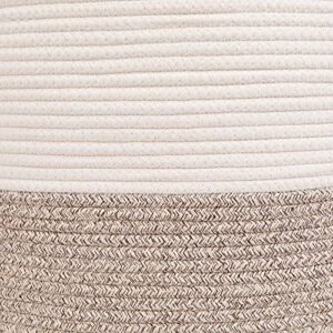 Volhouim XXXLarge Cotton Rope Basket for Organizing Baby Laundry Basket for Blankets Living Room Blanket Basket Cotton Rope Basket with Handle Collapsible Woven Basket Baby Toy Bin，22"x14" Light Brown