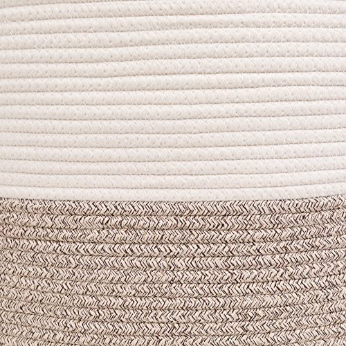 Volhouim XXXLarge Cotton Rope Basket for Organizing Baby Laundry Basket for Blankets Living Room Blanket Basket Cotton Rope Basket with Handle Collapsible Woven Basket Baby Toy Bin，22"x14" Light Brown