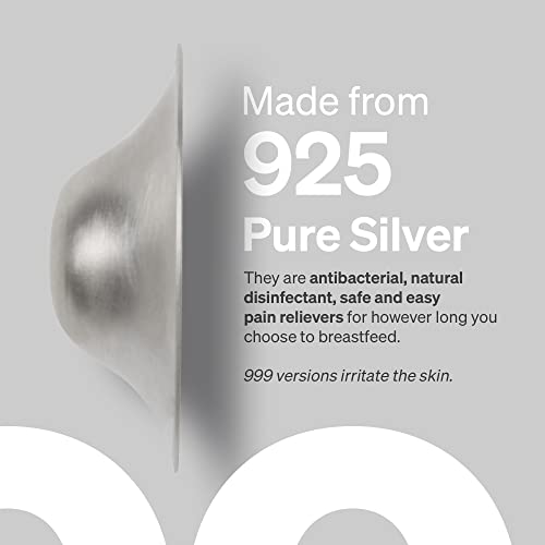 Love Noobs Silver Nursing Cups, Soothing Nipple Shields for Nursing Newborn Babies, Nickel-Free, Pure Silver Nipple Shield, Silver Nipple Covers Breastfeeding Essential, Regular, 1 Pack