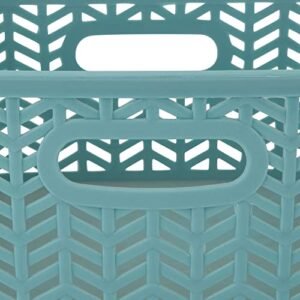 Simplify 25173-Dusty-3Pk Herringbone Storage Basket, Small, Dusty Blue, 3 Count