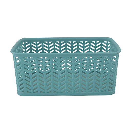 Simplify 25173-Dusty-3Pk Herringbone Storage Basket, Small, Dusty Blue, 3 Count