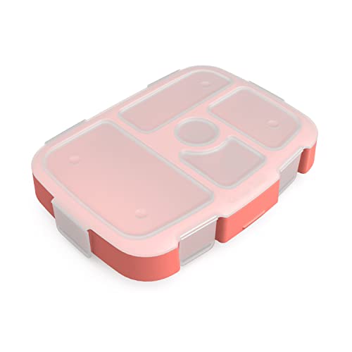 Bentgo® Kids Tray with Transparent Cover - Reusable, BPA-Free, 5-Compartment Meal Prep Container with Built-In Portion Control for Healthy, At-Home Meals & On-the-Go Lunches (Coral)