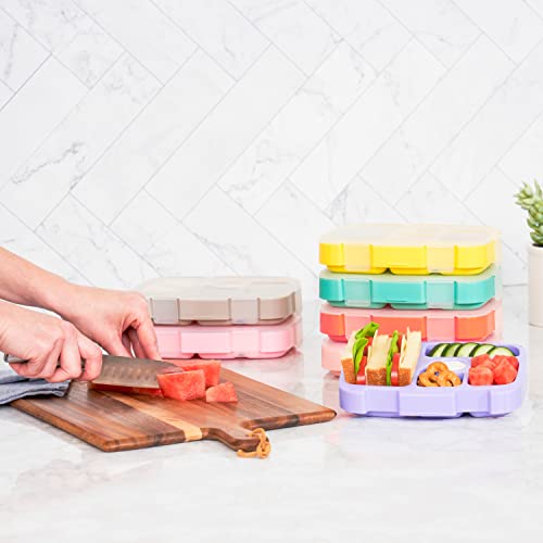 Bentgo® Kids Tray with Transparent Cover - Reusable, BPA-Free, 5-Compartment Meal Prep Container with Built-In Portion Control for Healthy, At-Home Meals & On-the-Go Lunches (Coral)