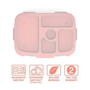 Bentgo® Kids Tray with Transparent Cover - Reusable, BPA-Free, 5-Compartment Meal Prep Container with Built-In Portion Control for Healthy, At-Home Meals & On-the-Go Lunches (Coral)