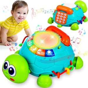 baby toys 6 to 12 months crawling turtle musical infant toys for 12 months old light up tummy time toys early eduactional learning montessori toys for 8 9 10 month baby boy girl toddler