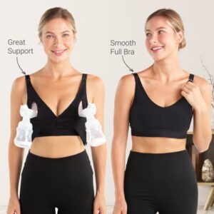 Momcozy Hands Free Pumping Bra, Adjustable Breast Pump Bra and Nursing Bra All in One with Nursing Pads, All Day Wear for Spectra, Lansinoh, Philips Avent Black