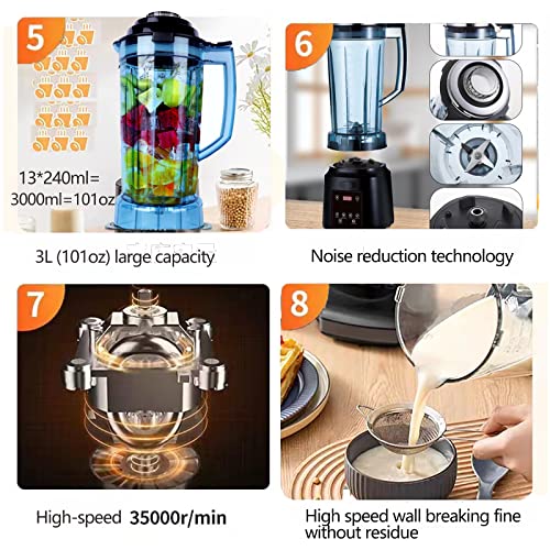 101oz Professional Countertop Blender for Kitchen Food Processor Smoothie Blender for Shakes and Smoothies High-Speed Soy Milk Maker Mixer Grinder with Timer Automatic Cleaning Ice Crusher for Home & Commercial 1200W