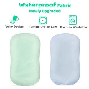 MEXXI Waterproof Corduroy Baby Lounger Covers (Pack of 2) Hypoallergenic Cotton Newborn Covers | Durable Soft Spare Covers (Covers Only) (Waterproof, Pistachio Green & Alice Blue)