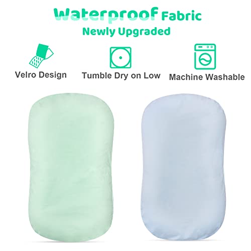 MEXXI Waterproof Corduroy Baby Lounger Covers (Pack of 2) Hypoallergenic Cotton Newborn Covers | Durable Soft Spare Covers (Covers Only) (Waterproof, Pistachio Green & Alice Blue)