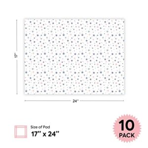 Waterproof Disposable Changing Pads for Baby - Triple Layer Protection Disposable Diaper Changing Pad - Odor Neutralizer Baby Disposable Changing Pad - 50 Star Liners - 17" x 24"