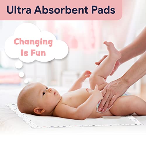 Waterproof Disposable Changing Pads for Baby - Triple Layer Protection Disposable Diaper Changing Pad - Odor Neutralizer Baby Disposable Changing Pad - 50 Star Liners - 17" x 24"