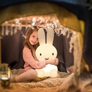 yuda unique cute bunny kids night light-bunny rabbit light for kids, kawaii colors for bunny lamp,16 color changing led lights cute lamps for girls baby birthday gifts (28cm)