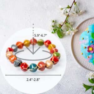 Sun&Beam Bracelet Set Ceramic String Beads Handmade Gift Colorful Men Women Stone Adornment Art Ethnic Accessories Student Cute 4Pcs (#01)