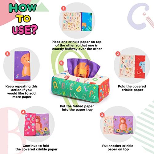 URMYWO Baby Toys 6 to 12 Months, Toys for 1 years old, Baby Tissue Box Toy, Sensory Toys for 0-6-12-18 Months Infant Newborn Toddlers, Baby Soft Crinkle Toys, Early Learning Toys Boys Girls Baby Gifts