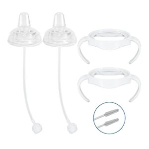 Sippy Cup Soft Spout Conversion Kit for Philips Avent Natural Baby Bottle, Bottle Handles and Weighted Straw （2 Pack）