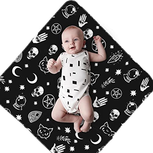 Halloween Goth Skull Baby Stuff Swaddle Blanket Gothic Soft Newborn Wrap Baby Swaddling Blanket Cover Baby Throw Receiving Blankets Silky Breathable Stretchy Gifts for Boys Girls Infant Shower