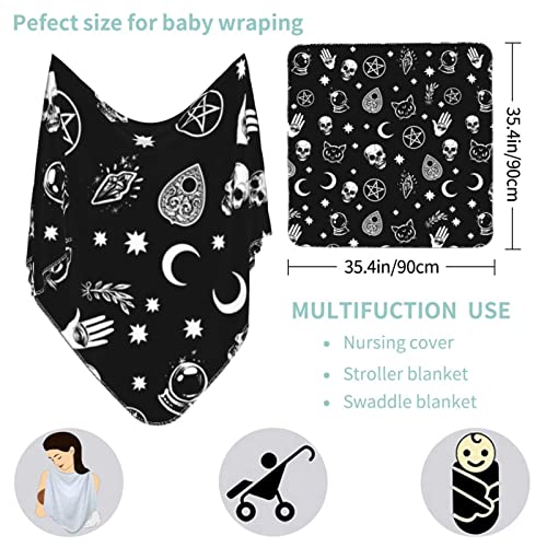 Halloween Goth Skull Baby Stuff Swaddle Blanket Gothic Soft Newborn Wrap Baby Swaddling Blanket Cover Baby Throw Receiving Blankets Silky Breathable Stretchy Gifts for Boys Girls Infant Shower