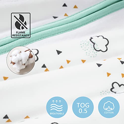 TILLYOU Toddler Sleeping Bag - 100% Cotton Toddler Wearable Blanket Sleep Sack Sleeveless Sleeping Bag TOG 0.5,Small Cloud,3T