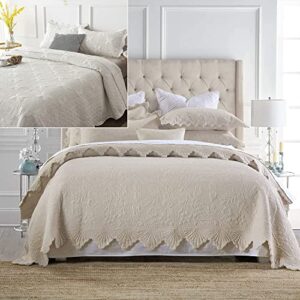 brandream 6pc quilt bedding set beige quilt set cotton king size scalloped coverlet set vintage quilted comforter set