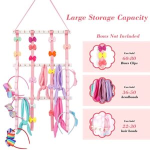 Jtksfcl Headband Holder Hair Bow Holder Organizer for Girls, Baby Hair Accessory Storage Display, Wall Hanging Hair Clips Headband Organizer for Home Room Nursery Decor