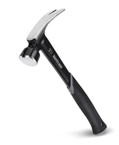 hurricane 16oz framing hammer, straight claw hammer forged and heated treated carbon steel with magnetic nail holder, ergonomic non-slip handle