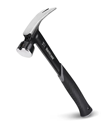 HURRICANE 16oz Framing Hammer, Straight Claw Hammer Forged and Heated Treated Carbon Steel with Magnetic Nail Holder, Ergonomic Non-slip Handle