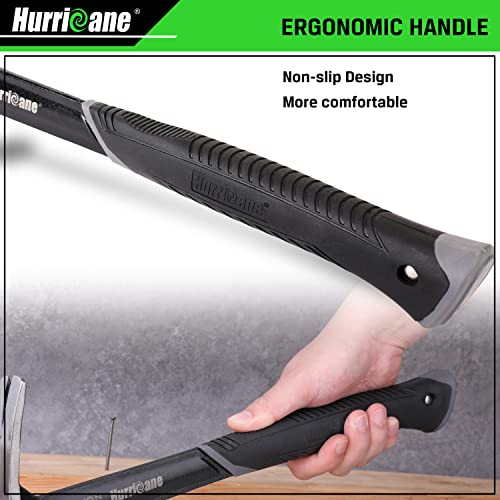 HURRICANE 16oz Framing Hammer, Straight Claw Hammer Forged and Heated Treated Carbon Steel with Magnetic Nail Holder, Ergonomic Non-slip Handle