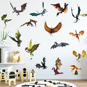 WOYINIS 3D Fantasy Dragon Wall Decal Peel & Stick Dragon Flying Wall Stickers Removable Vinyl Wall Art Decor for Kids Living Room Classroom Nursery Decoration