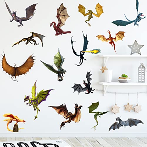 WOYINIS 3D Fantasy Dragon Wall Decal Peel & Stick Dragon Flying Wall Stickers Removable Vinyl Wall Art Decor for Kids Living Room Classroom Nursery Decoration