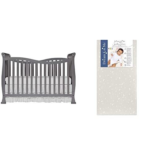 Dream On Me Violet 7-in-1 Convertible Life Style Crib Sparkling Dreams 2 in 1 Infant, Toddler/Greenguard Gold Environment Safe/JPMA Certified Infant Mattress Waterproof Vinyl Cover