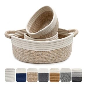 zalaxt cotton rope storage baskets, 3 pcs woven baskets for storage for organizing baby diaper and toys boho basket, nursery storage bin