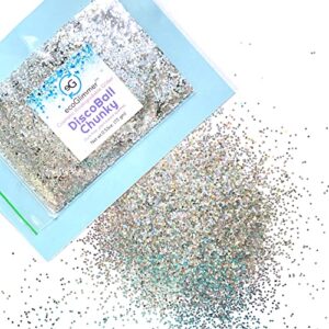 ecoglimmer "discoball chunky" cosmetic biodegradable eco glitter - plant-based, eco-friendly glitter blend for face, body, hair, nails, and diy crafts - 15 grams (1/2 ounce)
