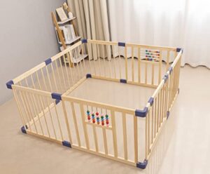 baby playpen,wood playpen for babies & toddlers,baby playard indoor & outdoor,kids activity center with anti-slip base,safty play space activity center with door gate,wood kid's fence