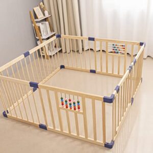 Baby Playpen,Wood Playpen for Babies & Toddlers,Baby Playard Indoor & Outdoor,Kids Activity Center with Anti-Slip Base,Safty Play Space Activity Center with Door Gate,Wood Kid's Fence